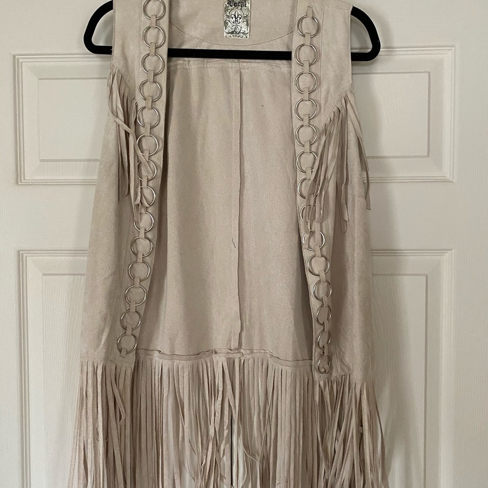 Faux Suede Fringe Vest